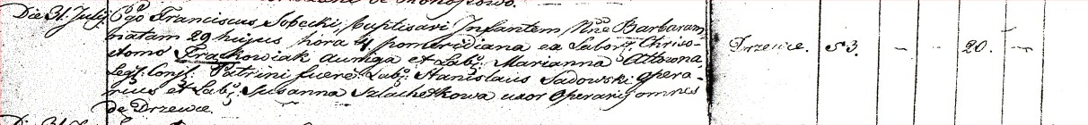 Barbara Frackowiaki baptism record
