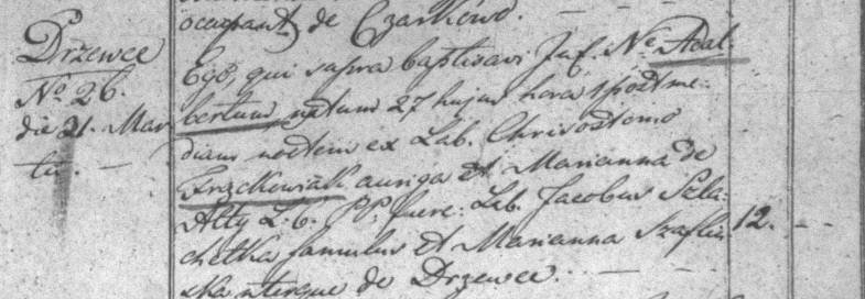 Adalbert Frackowiak Baptism Record