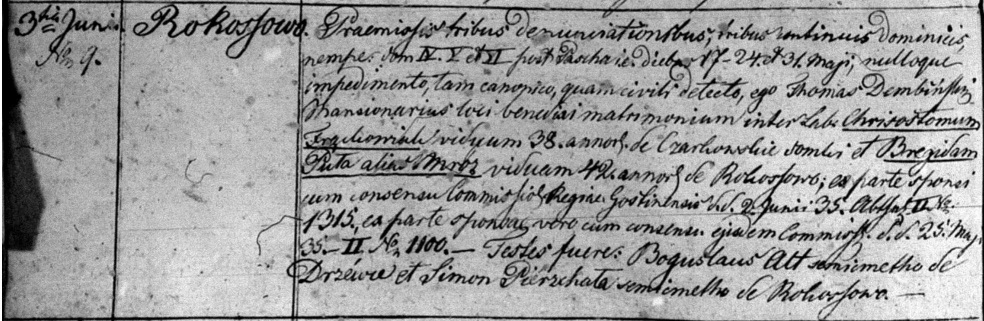 Chrysostomo Frackowiak 2nd marriage record
