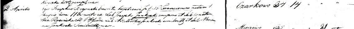 Franciscus Jankowski baptism record