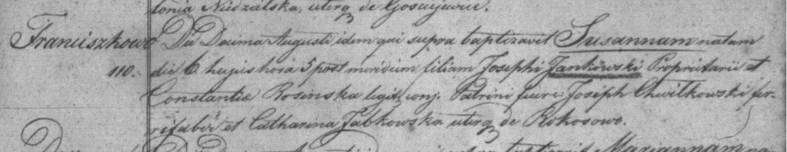 Susanna Jankowski baptism record