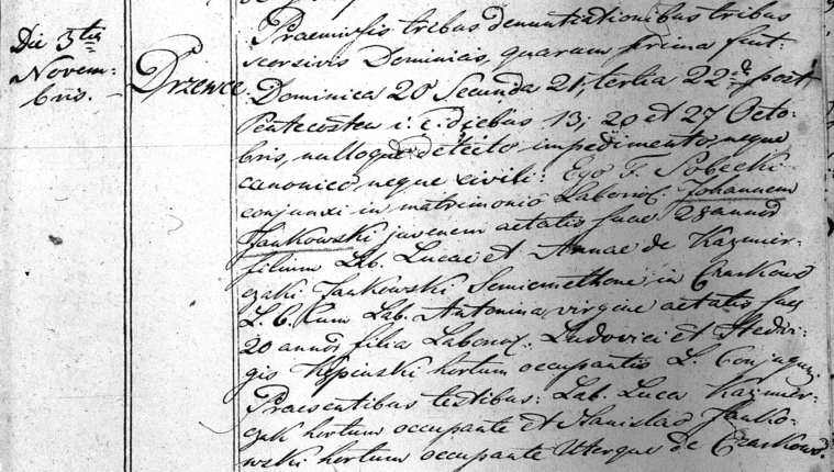 Joannes Jankowski marriage record