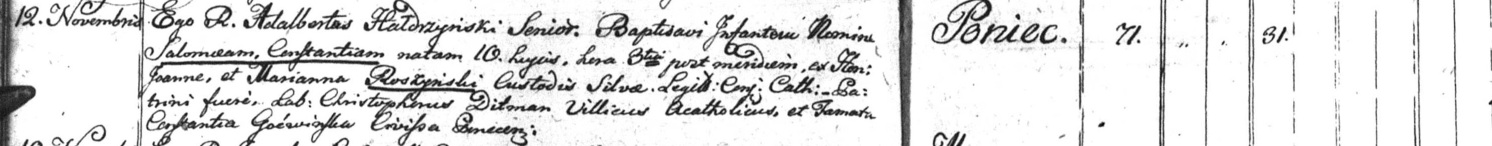 Constantia Roszynski baptism record
