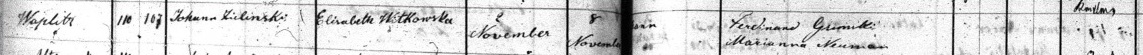 John F. Zielinski 1881 Baptism Record