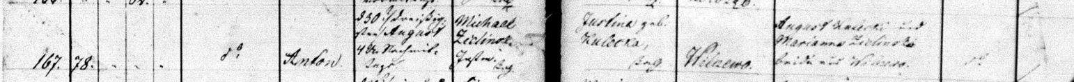 Anton Zielinski 1860 Baptism Record