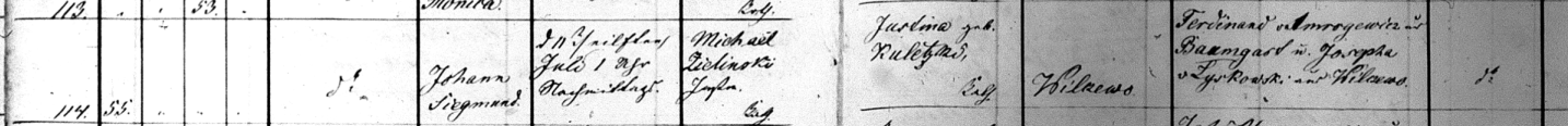 Johann Siegmund Zielinski 1869 Baptism Record