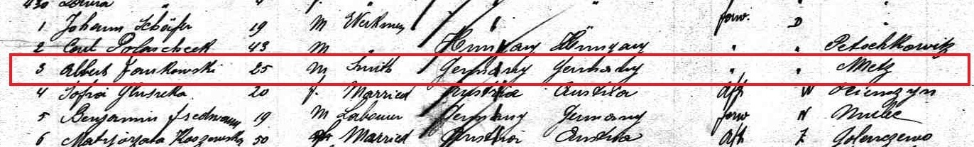 Albert Jankowski immigration record